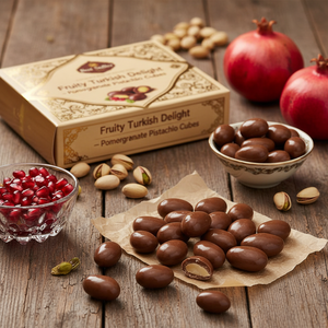 Best Seller Fruity Turkish Delight – Pomegranate Pistachio Cubes, Premium Coated, Box Packaging, 12-Month Shelf Life - Product Image 3