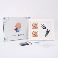Jejak bayi baru lahir & pegangan tangan bayi DIY modis bingkai foto kayu kedap air Logo kustom hadiah tumbuh bayi baru lahir
