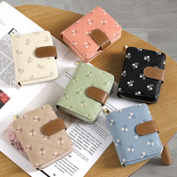 Dompet Wanita Minimalis Geometris Portabel, Tempat Kartu Pendek Bermotif, Dompet Koin dengan Ritsleting