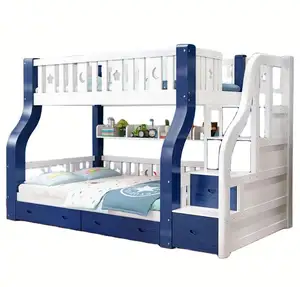 Litera de diseño moderno multifuncional, cama de madera sólida combinada económica para Madre y niño