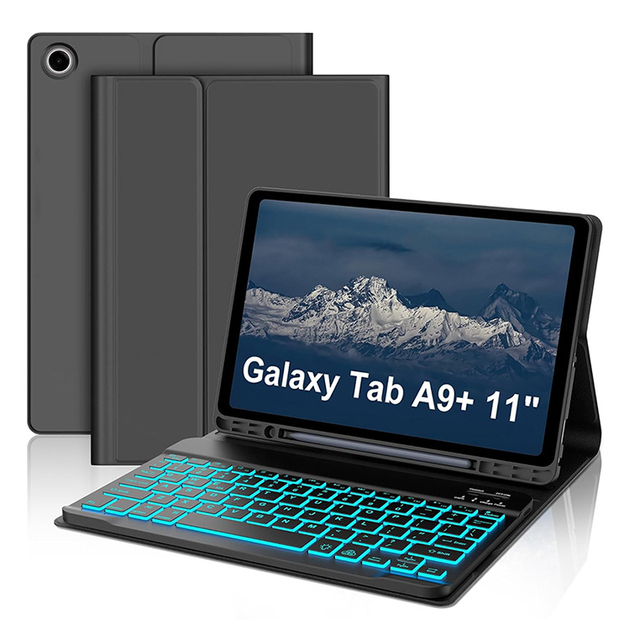 7 Color Backlit Magnetic Detachable Wireless Keyboard Cover Case with S Pen Holder for Samsung Galaxy Tab A11+ A9+ 11 Inch X210