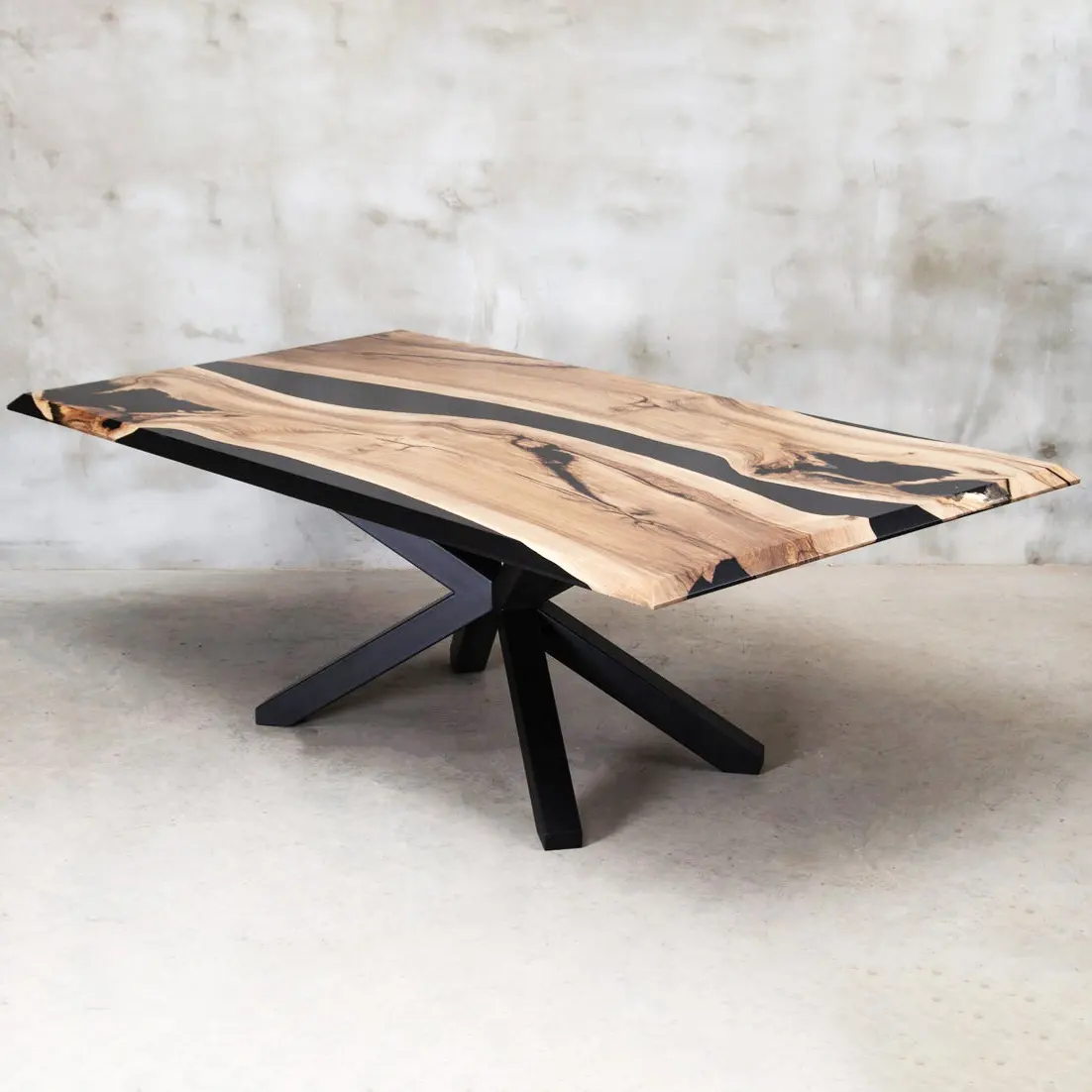 Tabela de rio resina epóxi de madeira sólida, alta qualidade, móveis vintage, cor de madeira, resina de grão, retangular, mesa de jantar