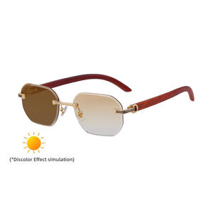 Lunettes de soleil photochromiques sans monture de luxe pour hommes, protection UV400, verres PC, monture en métal noir et plastique, style extérieur - Product Image 3