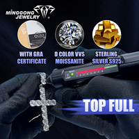 Argent 925 personnalisé & 9K/10K/14K/18K or catholique Iris croix pendentif Fine Vvs D couleur Moissanite pendentifs et breloques pour hommes