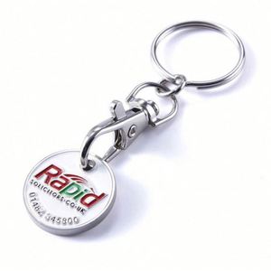 Custom Portable Metal Shopping Cart Coin Keychains-Flower Style Letterpress Printed Engraved Logo Token for Promotional - Product Image 2