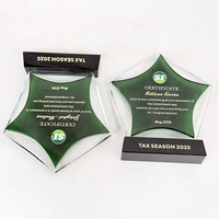 Trophée Étoile en Cristal Vert Personnalisé avec Impression UV du Fabricant – Récompense Sportive en Cristal Pentagramme