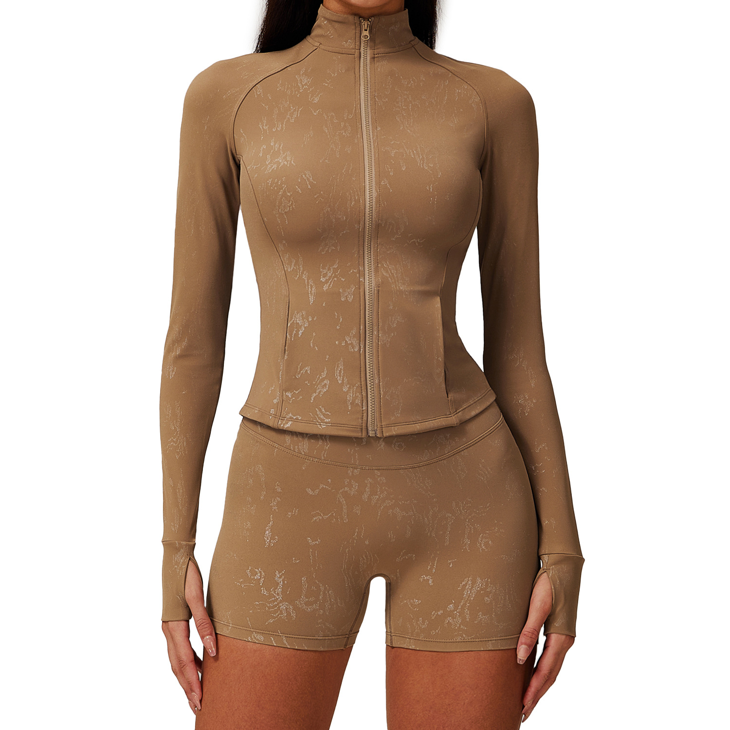 Women Zipper Quick Dry Tight Running Sports Top Breathable Nude Training Fitness Yoga Clothing Long Sleeve Jacket
