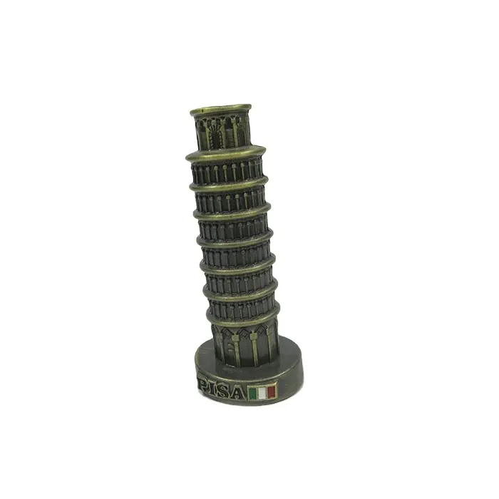 Italia ünlü hatıra minyatür bina modeli mini 3d torre di Pisa metal Pisa kulesi