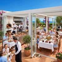 Maßgefertigtes Aluminium-Pergola-System mit Glastüren Motorisiertes Lamellendach Wasserdichte Outdoor-Projektlösung