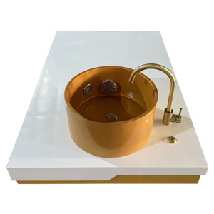 Lujoso Lavabo para <span class=keywords><strong>Manos</strong></span> de Salón de Belleza con Grifo Dorado, Tazón de Porcelana Blanca para Salón en Oferta, Accesorios para Pedicura <span class=keywords><strong>y</strong></span> Masaje de <span class=keywords><strong>Pies</strong></span> - Product Image 1