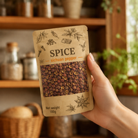 Sachets refermables personnalisés en kraft avec logo, sachets à fermeture éclair pour épices (anis étoilé, piment fort, cumin et mélange d'épices)