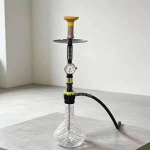 Electric Hookah with Clock Display Glass Base Metal Stand Tobacco Smoking Pipe Lounge <b>Bar</b> Gift - Product Image 3