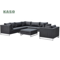Ensemble de mobilier d'extérieur personnalisé moderne en métal aluminium en forme de L pour coin de patio ensemble de conversation canapé de jardin