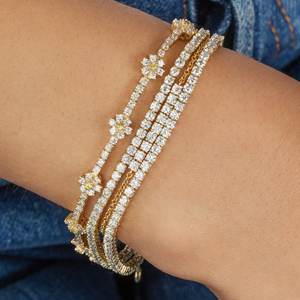 Di alta qualità placcato <span class=keywords><strong>oro</strong></span> dei monili di modo alla moda delle donne di disegno <span class=keywords><strong>sottile</strong></span> cz <span class=keywords><strong>bracciale</strong></span> tennis - Product Image 5