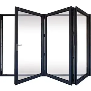 Hot Selling Interieur Aluminium Deur Winddicht Dubbel Glas Thermische Onderbreking Hoge Kwaliteit Bi-Vouwdeuren Exterieur