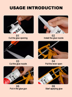 Scellant en silicone acide transparent noir et blanc 300 ml pour la construction et le travail du bois, tube 100 % silicone haute résistance à la traction