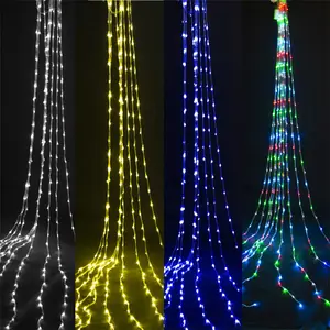 LED 실행 물 빛 문자열 도매 커튼 조명 폭포 배경 야외 방수 크리스마스 장식