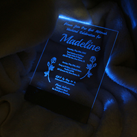 Invitación personalizada de acrílico transparente LED con texto grabado y seis efectos de iluminación diferentes para Bodas de moda