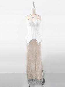 Bettergirl <span class=keywords><strong>abito</strong></span> da donna donna elegante di fascia alta <span class=keywords><strong>senza</strong></span> <span class=keywords><strong>spalline</strong></span> <span class=keywords><strong>abito</strong></span> da sera <span class=keywords><strong>lungo</strong></span> in pizzo bianco - Product Image 5