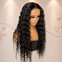 ELI Pelucas de Cabello Humano Peruano Ondulado Profundo, Peluca Rizada con Encaje Frontal, Pelucas de Cabello Virgen con Encaje Frontal, Peluca Pre-Arrancada con Encaje y Cabello de Bebé