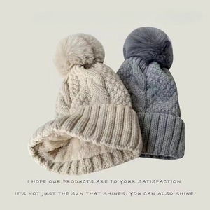 Mùa Đông Mới Xoắn Đan Mũ Cho Phụ Nữ Người Đàn Ông Lông Pompom Dày Sang Trọng Cap Beanie Rắn Màu Sắc Phụ Nữ Ấm Trượt Tuyết Skullies Beanies - Product Image 3
