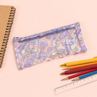 Lot de papeterie et de vaisselle en plastique transparent à motif de princesse de dessin animé pour étudiants, sac à crayons 9cm*19cm*0.5cm, origine CN