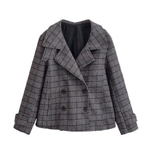 <span class=keywords><strong>Blazer</strong></span> a Cuadros Oversize Personalizado para Mujer, Primavera 2026 - Chaqueta Formal de Oficina Casual Retro con Doble Botonadura, OEM/ODM por Fábrica China - Product Image 1