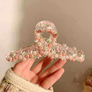 Pastoral Peach Pink Floral Hair <b>Clips</b> for Women, 2026 <b>Spring</b> Fresh Style Hair Barrettes, Cute Shark <b>Clips</b> Hair Accessories - Product Image 6