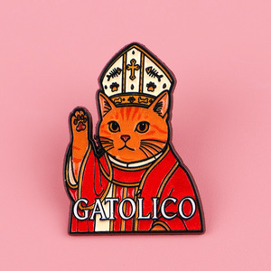 Divertente Spilla da Bavero Smaltata a Forma di Gatto Sacerdote Cattolico, Spilla a Forma di Gatto Religioso Cartoonesco <span class=keywords><strong>per</strong></span> Amanti dei Gatti e Regali Originali - Product Image 3