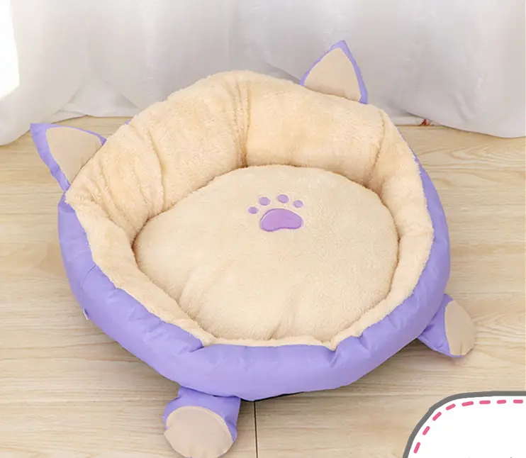 Tempat tidur donat bundar pabrik penjualan langsung tempat tidur gantung kucing tempat tidur hewan peliharaan tinggi diskon besar Fluppy katun bulu palsu jaminan jual beli