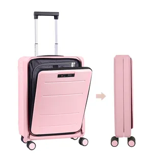 PP 20 inch portable travel business luggage new design front open folding suitcase hot selling foldable trolley luggage supplier