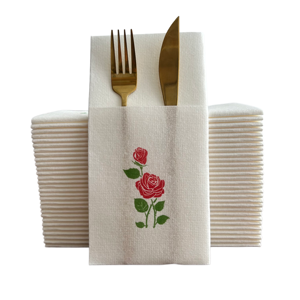 Hete Aanbieding Wegwerp Kleurrijke Diner Servetten 1-laags Zakmodel Op Maat Bestekzakjes met Logo - Product Image 1