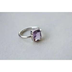 Bague en argent sterling 925 avec améthyste délicate et diamants Offre Spéciale avec perle de style classique pour les mariages de femmes - Product Image 1