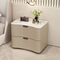 Table de chevet en bois blanc au design moderne américain avec 2 tiroirs pour chambre d'appartement