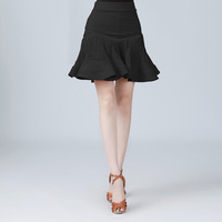 Moins cher robe de danse latine couleur rouge arête de poisson jupe à franges pratique et scène effectuer gland danse porter vêtements jupe de danse