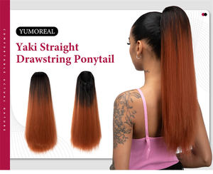 Cola de caballo sintética recta <span class=keywords><strong>larga</strong></span> Clip en extensiones de cabello Cordón Ombre Negro Marrón Extensión Cola de caballo Postizo para mujeres - Product Image 2