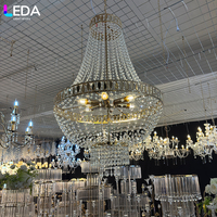 Lustre LEDA de luxe en cristal doré, suspension décorative pour mariages, banquets, hôtels et événements, décoration de plafond