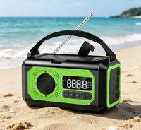 Radio de Emergencia AM/FM Solar Portátil Multifuncional con Manivela, Linterna LED y Batería de Polímero de 10000 mAh, Molde Privado Personalizado