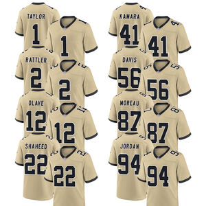 2025 erkek New Orleans Gameday altınları alternatif Jersey özel amerikan futbol topu dikişli işlemeli gençlik artı boyutu kısa - Product Image 1