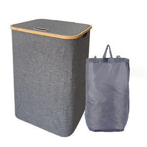 ตะกร้าผ้าแบบพับได้พร้อมฝาปิด สำหรับจัดเก็บผ้า ซักผ้า ขายส่ง - Product Image 4