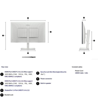 Nouvel écran IPS Dell de 27 pouces, 120 Hz, gamme de couleurs 99 % sRGB, anti-lumière bleue, pour ordinateur de bureau, usage domestique, bureau et professionnel, S2725QS
