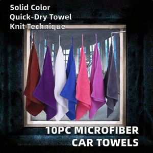 ผ้าไมโครไฟเบอร์ถักนิตติ้งสีทึบผ้าเช็ดมือแห้งเร็วสำหรับล้างรถพร้อมโลโก้ที่กำหนดเอง - Product Image 3