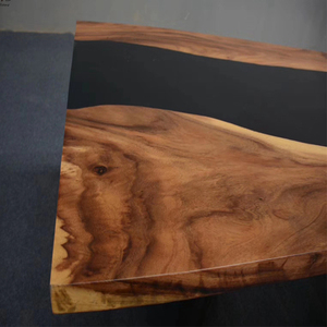 Mesa de comedor moderna, <span class=keywords><strong>resina</strong></span> epoxi negra, nueces de Río, <span class=keywords><strong>encimera</strong></span> de madera - Product Image 3