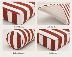 Cojín de Banqueta Personalizado de Espuma de Alta Densidad, Resistente a los Rayos UV, Repelente al Agua, de Secado Rápido, con Rayas de Terracota para Exteriores - Product Image 3