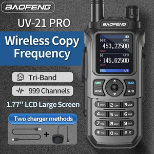 Walkie Talkie Baofeng Uv-21 Pro <span class=keywords><strong>de</strong></span> 999 Canales, Alta Potencia, Doble Banda, Tipo-C, Impermeable, Intercomunicador, Radio Amateur para <span class=keywords><strong>Caza</strong></span> - Product Image 2