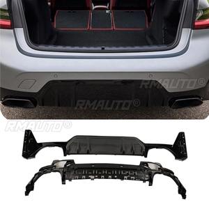 Para BMW Serie 3 G20 a M340i 2023+ Kit de carrocería difusor divisor de labio de parachoques trasero negro brillante Protector de parachoques Modificación - Product Image 3