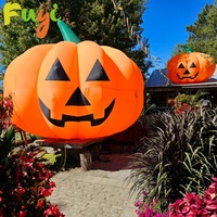 Expédition rapide, lanterne géante gonflable classique Jack-O'-Lantern très résistante avec visage noir pour la décoration de vitrine d'Halloween