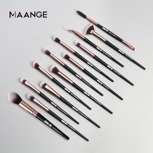 MAANGE 13 pinceaux de maquillage noirs, pinceau fard à paupières fond de teint blush, nouveau design artistique, ensemble de pinceaux cosmétiques pour les yeux en or rose - Product Image 3