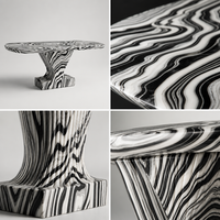 Table à manger moderne de luxe en faux marbre zèbre 1,8 m, finition mate, table de cuisine en marbre artificiel à âme en pierre pour villa, personnalisable