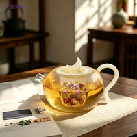 Théière en verre borosilicate de haute qualité, faite à la main, avec couvercle et poignée, résistante à la chaleur, capacité de 755 ml, design élégant et luxueux, écologique